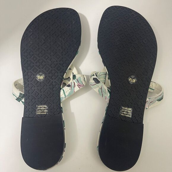 NEW Tory Burch Miller 6.5 Desert Bloom Floral Leather Thong Sandals Designer - Picture 8 of 8